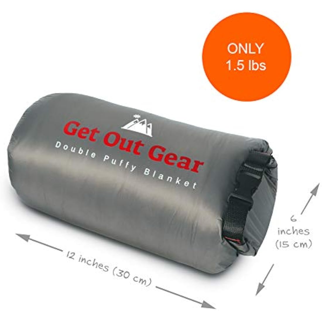Get Out Gear Double Puffy Camping Blanket - Extra Puffy, Packable, Lightweight and Warm | Ideal for Outdoors, Travel, Stadium, Festivals, Beach, Hammock | Water-Resistant Camp Quilt (Teal Blue/Gray)