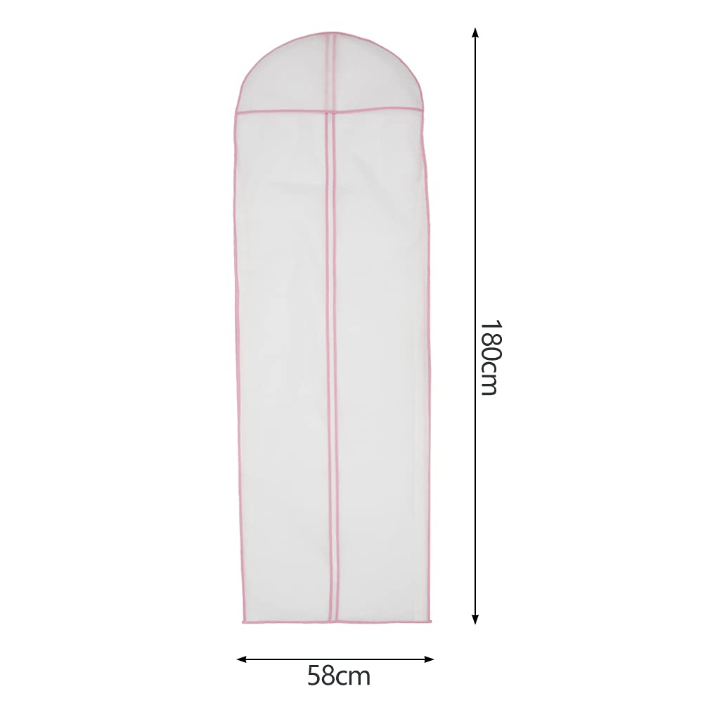 180cm Wedding Dress Bag with Zipper Breathable Clear Garment Bags Dustproof Long Dress Bags Covers Non-woven Bridal Dress Cover Storage Bag Full