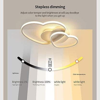 Riserva Dimmable LED Ceiling Light, 64W Heart Ceiling Lamp Modern, 3000K/4500K/6500K, Chandelier White with Remote Control for Bedroom, Dining Room, Kitchen, Children's Room
