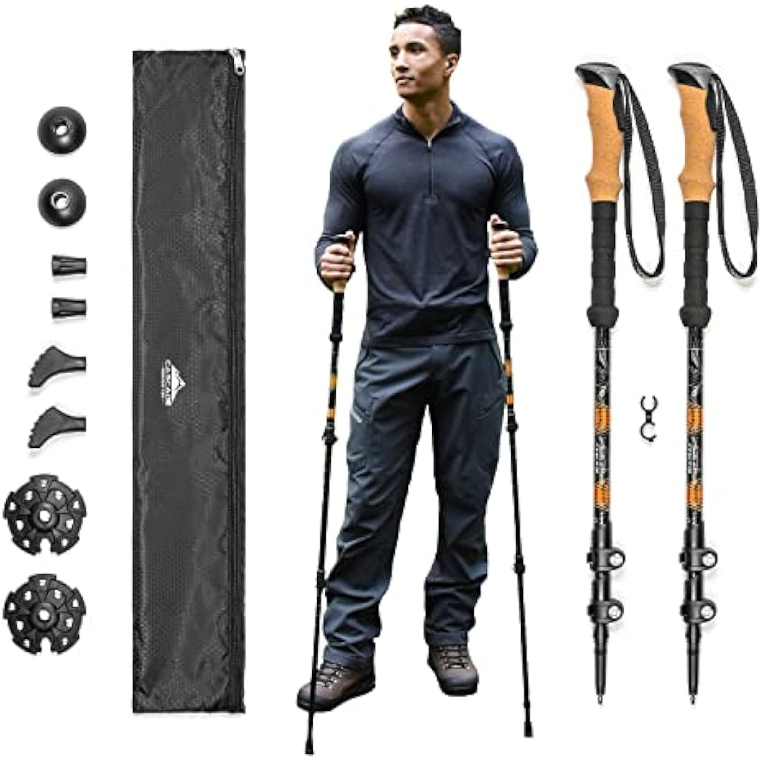 Cascade Mountain Tech Verstellbare Trekkingstöcke aus Aluminium, leicht, Schnellverschluss, 1 Set (2 Stöcke)