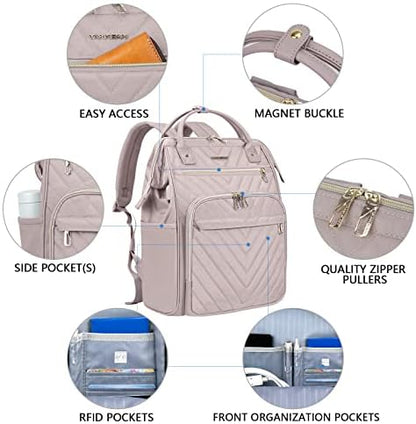 VANKEAN Laptop Backpack for Women Men 17.3 Inch Stylish Computer Work Backpack, Waterproof College Daypack Backpacks with USB Port & RFID Blocking, Business Travel Backpack