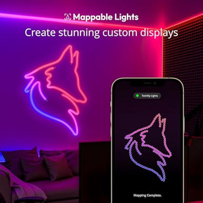 Twinkly Flex 3m, LED Tube Multicolor, RGB LED Strip Flexible, Compatible with Alexa and Google Home, Gaming Lights, 16 M+ Colors, USB C Power, App Control, White Wire