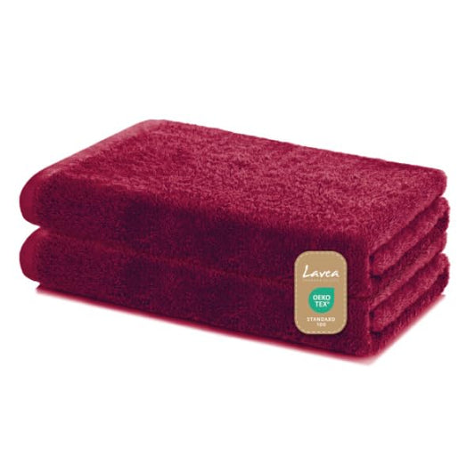 Lavea Bath Towels Set of 2, 60 x 120 cm, Soft and Absorbent 100% Cotton Towels, Bordeaux, Oeko-Tex 100 Certified, with Hanging Loops, Washable at 60
