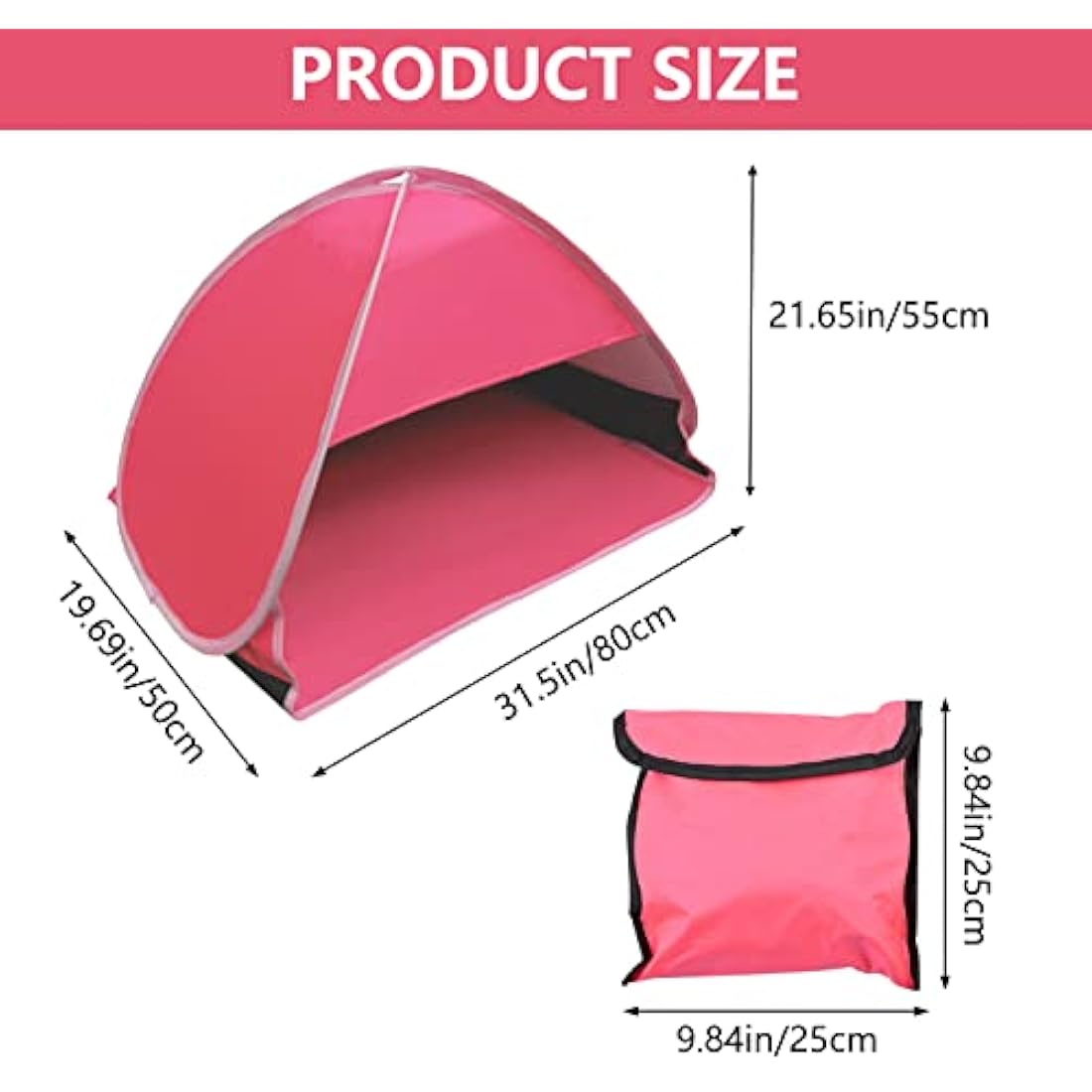 HACRAHO Pop Up Beach Sun Tent, 1 Pack Mini Beach Sun Shade Sun Shelter Tent for Anti-UV Windproof Camping Picnic Tent for Family Camping Picnic Fishing Bench, Rose Red