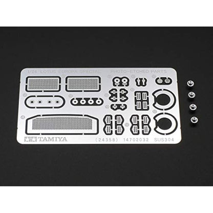 TAMIYA Lotus Europa Special 24358-000 Vehicle 1:24 Scale with PE, Model Kit, Plastic Kit, Assembly Kit, Detailed Replica, Unpainted, Black/Red/Blue