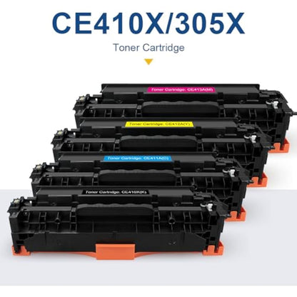 SMARTOMI 305X CE410X Toner Cartridges Remanufactured for HP 305X CE410X 305A CE411A CE412A CE413A for HP LaserJet Pro 400 color M451dn M451nw M451dw MFP M475dw M475dn M375nw M351a (4-Pack)
