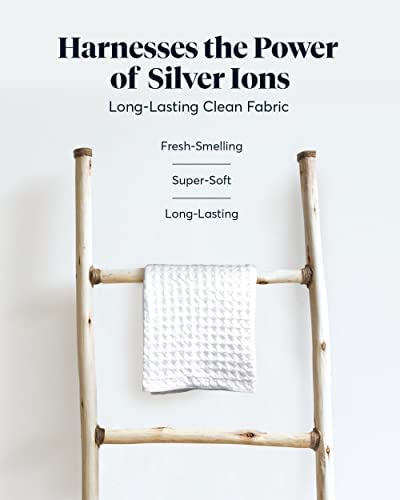 SUTERA - Waffle Hand Towel for Bathroom, Luxury Bath Towels Infused with Silver Ions, Ultra Soft Absorbent Quick Drying Design Shower Towels