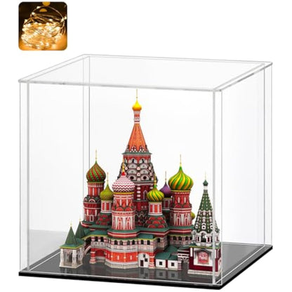 HUIJINTAO Clear Acrylic Display Case Countertop Box Cube Organizer Stand Dustproof Protection Showcase for Action Figures/Toys/Collectibles(12x12x12inch;30x30x30cm)