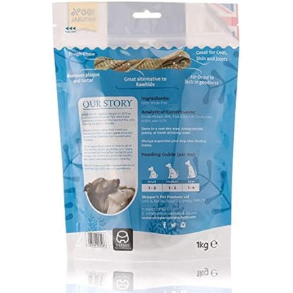 SKIPPER'S Fish Skin Twists Dog Chews for Teeth - Handmade & Gently Air- Dried - Healthy & Natural Dog Dental Sticks Long Lasting - Hypoallergenic & Grain Free (Regular, 1kg)