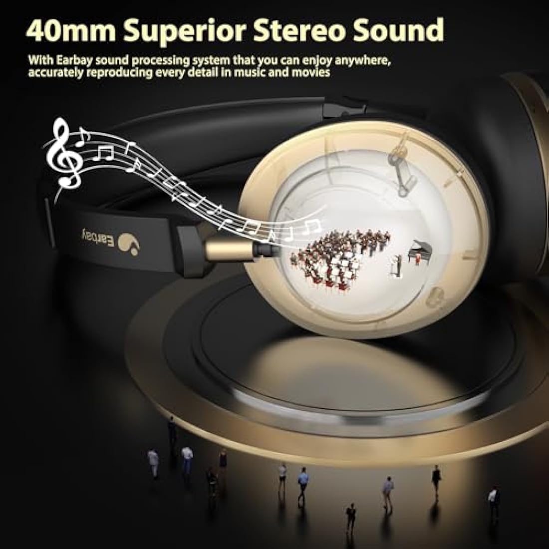 Wireless Headset, Bluetooth Headset With Microphone Noise Canceling & USB Dongle, On Ear Headphones with Charging Dock & 50hrs Working Time for Computer/Mobile Phones/Ms Teams/Skype/Zoom/Office