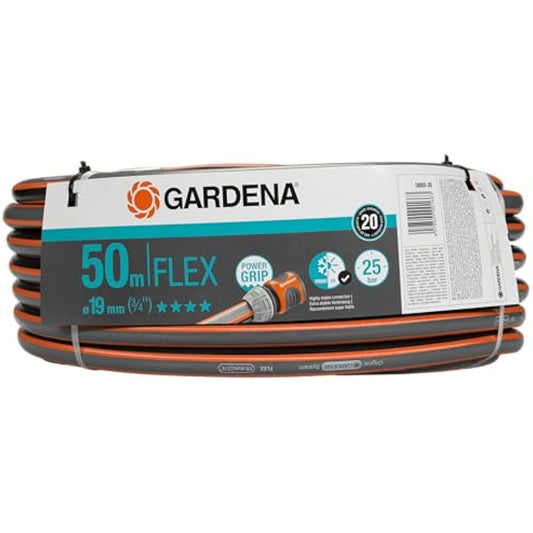 Gardena Comfort Flex Hose 19 mm (3/4 inch), 50 m: Dimensionally Stable, Flexible Garden Hose with a Power Grip Profile, of high-Quality Spiral Fabric, 25 bar Burst Pressure, Without Parts (18055-20)