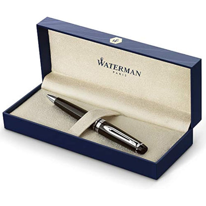 Waterman Carène Black Sea Ballpoint Pen | High-Gloss Black with Palladium Plated Trim | Medium Point with Blue Ink Cartridge | Gift Box