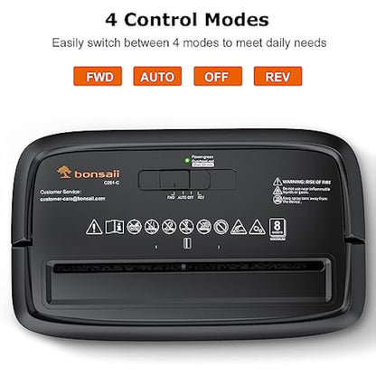 Bonsaii 8-Sheet Cross-Cut Paper Shredder for Home Office, P-4 Security, Shreds Credit Cards, Staples, Paper Clips, Overheat Protection, Easy Jam Clearance, 16L Bin (C261-C NEW)