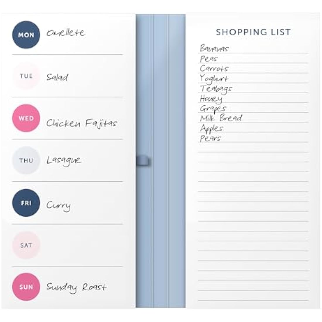 Busy B Navy Spot Meal Planner - Weekly Tear-Off Meal Planner, Shopping Lists, Storage Pocket, Elastic Closure, Pen Loop and Two Magnets - FSC® Certified