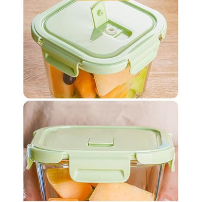 S.ROKE TTAN Square Glass Food Containers With Lids, Leak Proof Soup Container, 920ML Heat Resistant Glass Food Container, Meal Prep Bowls, Borosilicate BPA-Free, Freezer、Dishwasher Safe (4)