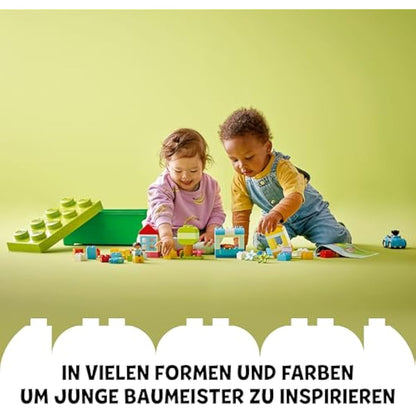 LEGO DUPLO Brick Box - Educational Stacking Toys for 1+ Year Old Boys & Girls - incl. Colourful Number Bricks, a Car & 2 Figures, plus Toy Storage - 10913