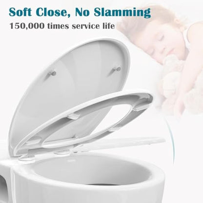 STOREMIC Toilet Seat Soft Close, Toilet Seats with Quick Release, Simple Top and Bottom Fixing, Sturdy Anti-Bacterial PP Materials Toilet Lid with Stainless Adjustable Hinges, O Shape Loo Seat White