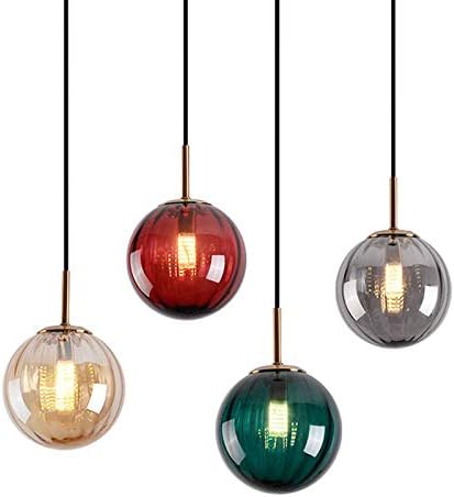 LFsem 3 Lights Pendant Lighting Fixture with 15cm Glass Globe Lampshades, E14 Gold Metal Fittings, Height Adjustable Ceiling Pendant Light for Dining Room Over The Table and Kitchen Island (Blue)