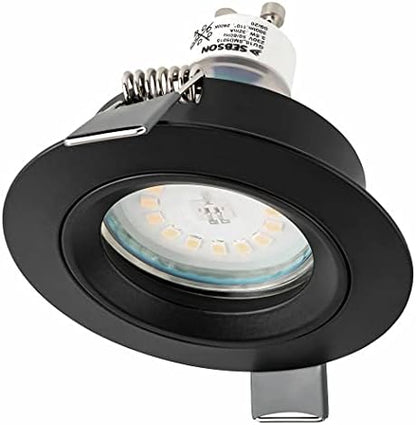 SEBSON Downlights with GU10 Lamp Holder - Recessed Ceiling Lights - Spotlight Mounting Frame Aluminium - Hole Ø65mm (min. 60mm, max. 70mm) - Set of 12