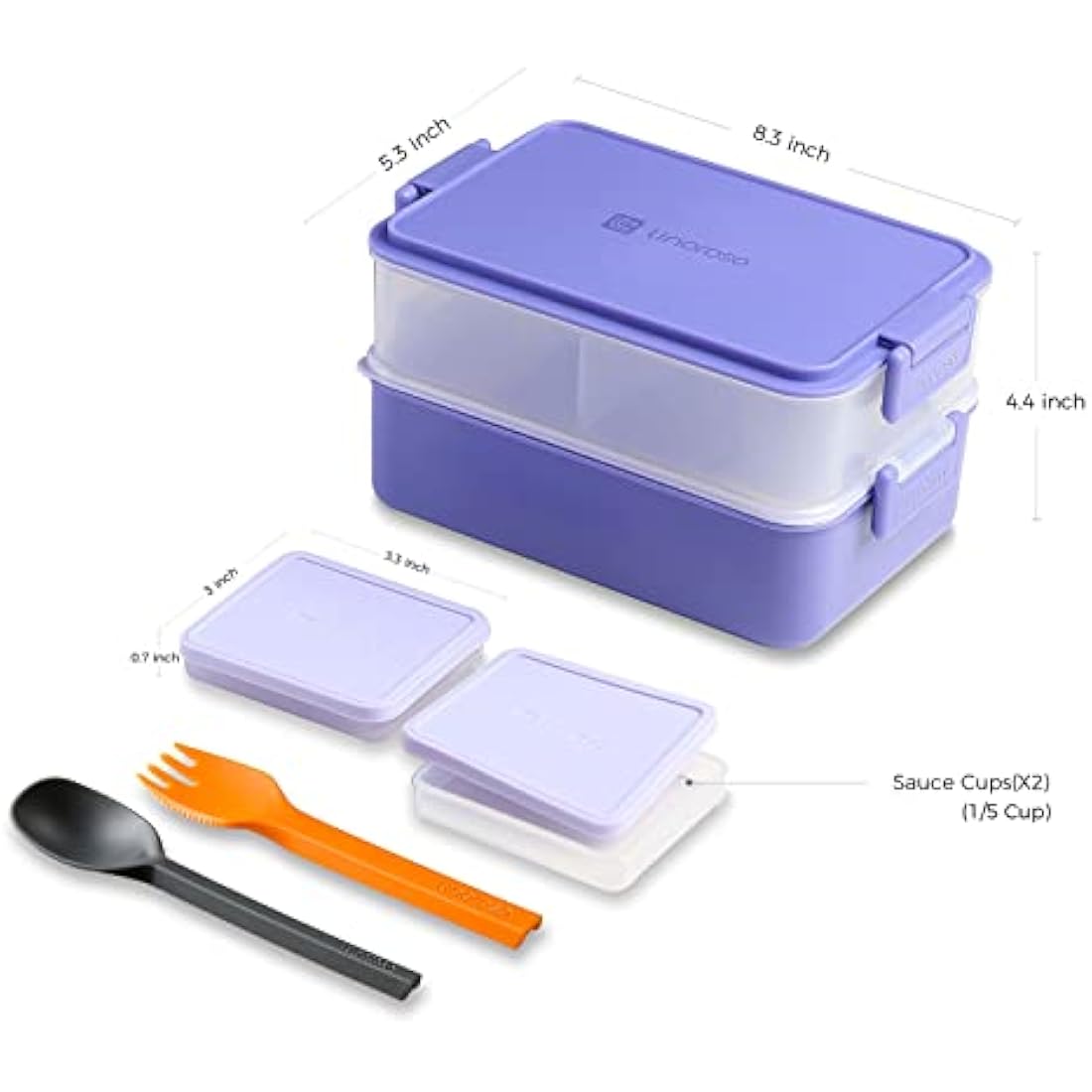 linoroso Bento Lunch Box for Adults with 3 Compartments Lunchbox with Sauce Container and Utensils, Bento Boxes for Microwave and Dishwasher Plastic BPA-Free As Sandwich Snack Salad Box - Veri Peri