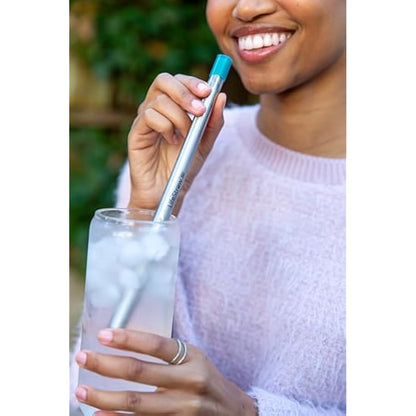 LifeStraw Sip – Reusable Stainless Steel Water Filter Drinking Straw with Carry Case, Removes Microplastics, Bacteria and Parasites for Travel and Everyday Use, Laguna Teal