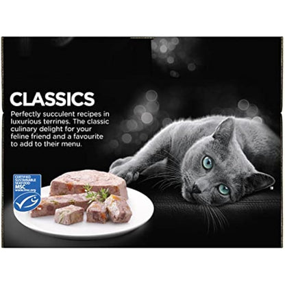 Sheba Classics in Terrine – Ocean Collection – Wet pate trays for adult cats – Pack of 4 (4 x 12 Trays x 85 g)