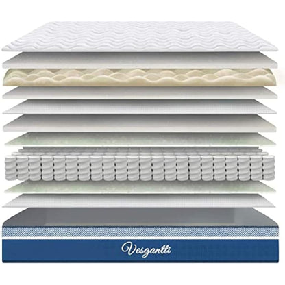 Vesgantti European Single Mattress, 10 Inch Hybrid Mattress with Breathable Memory Foam and Individual Pocket Spring-Medium Firm, 90x200x25cm