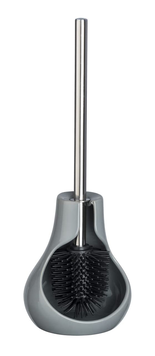 WENKO Mod. Drop Neo Freestanding Ceramic Toilet Brush Holder with Hygienic Silicone Brush Head Diameter 7.5 cm Ideal for Bathroom and Guest Toilet