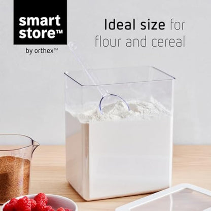 SmartStore Clear Airtight Dry Food Containers with Lids 3.5L Set of 4-20% Bio-based Plastic Storage Box with Lid, BPA Free, Dishwasher Safe - Stacking Kitchen Storage Containers - 12.5 x 18 x 20cm