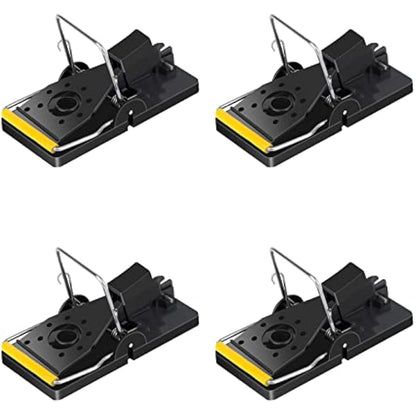 Trisiki Mouse Trap, 4 Pack Heavy Duty Reusable Snap Traps that Kill Instantly, High Sensitive Mice Catcher UK, Safe and Effective Rodent Trap for Indoors and Outdoors, Easy Set-up & Clean