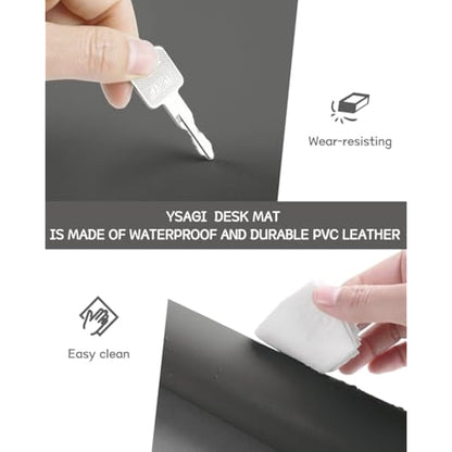 YSAGi Non-Slip Desk Pad, Waterproof PVC Leather Desk Table Protector, Ultra Thin Large Mouse Pad, Easy Clean Laptop Desk Writing Mat for Office Work/Home/Decor (80 x 40 cm, Dark Gray)