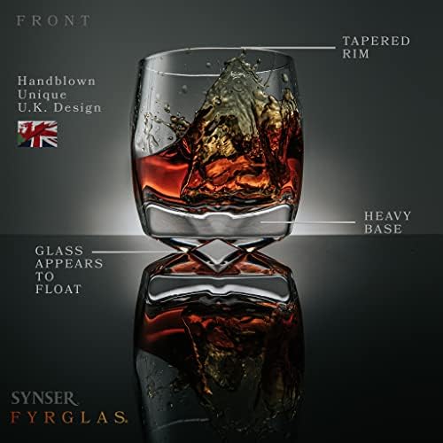 Whisky Glass Gift Set - Unique Luxury Welsh Whiskey Glass Tumbler UK Design with Cocktail Measure and Cooling Cubes