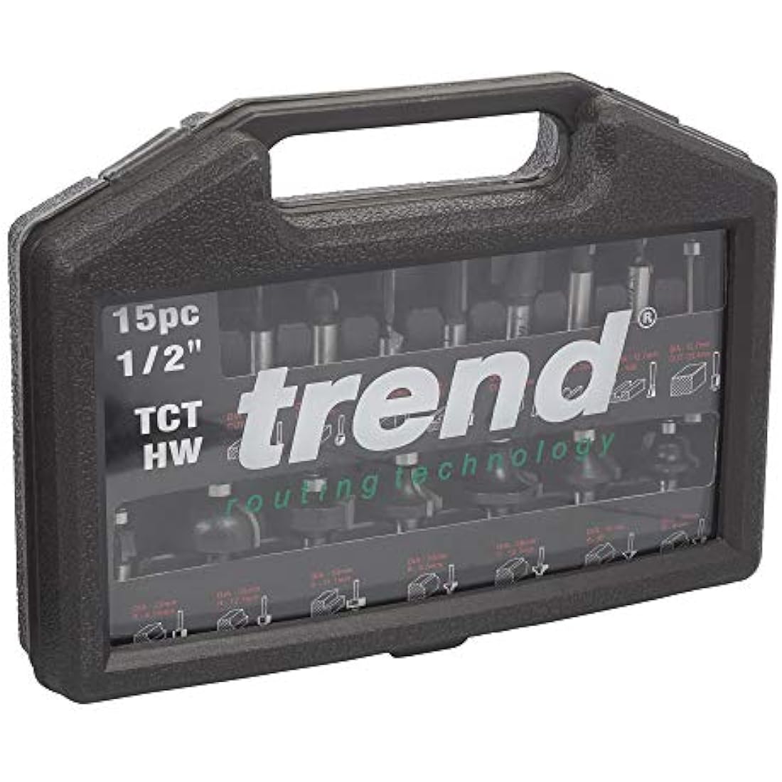 Trend 15 Piece Router Cutter Starter Set, 1/2 Inch Shank, Tungsten Carbide Tipped, Storage Case Included, SET/SS9X1/2TC