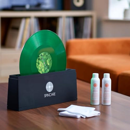 Vinyl Record Cleaner Kit by SPINCARE | Record Cleaning Machine Includes Washer Solution Drying Rack & Accessories | Cleans 500 LPs & Protects Labels