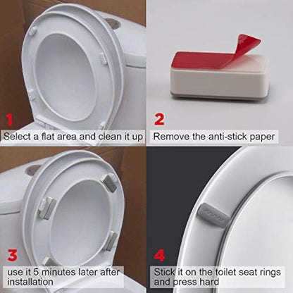 LUTER 8pcs Toilet Seat Bumpers with 8pcs Plastic 5mm Attachments for Heightening The Bumper Toilet Replacement Bumper Kit Universal Toilet Seat Buffer with Strong Adhesive