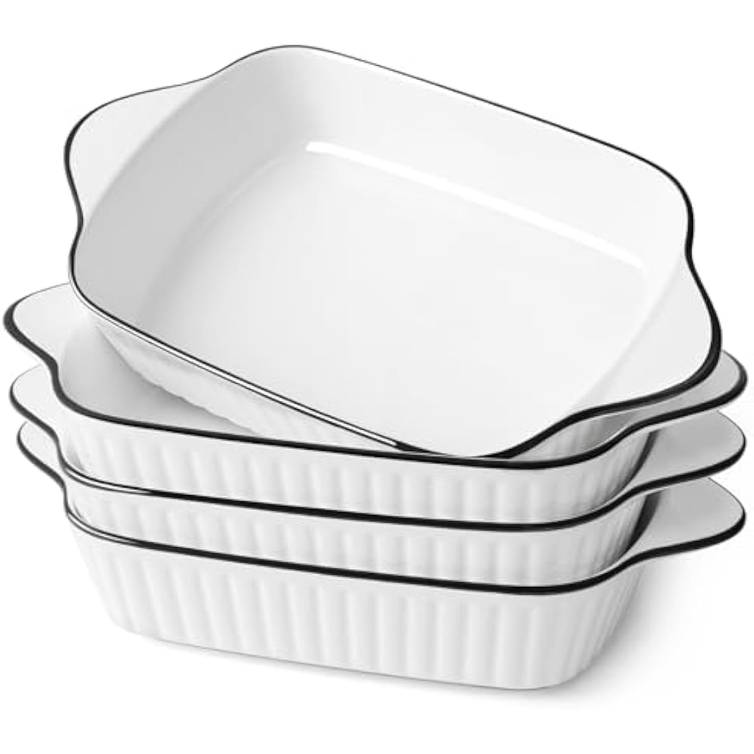 NUTRIUPS 10.5'' Small Baking Dishes Set of 4, 34Oz Rectangular Lasagne Dishes, Small Ceramic Baking Dish, Rectangular Bakeware with Handles, Oven Safe & Microwave Safe