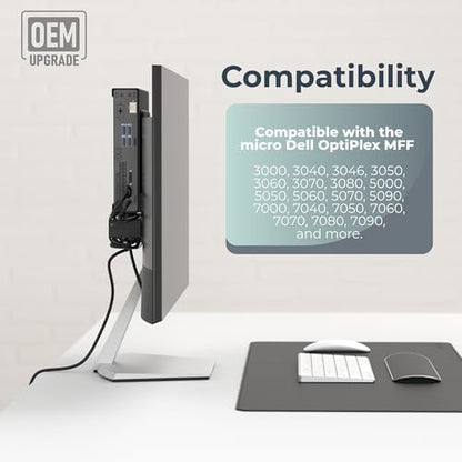 HumanCentric Mount Compatible with Dell OptiPlex Micro Form Factor Case, VESA, Under Desk and Wall Mount Fits MFF 3040, 3046, 3050, 3060, 3070, 3080, 5050, 5060, 5070, 7040, 7050, 7060, 7070, More