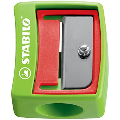 STABILO - Colouring Pencil, Watercolour & Wax Crayon - Woody 3 in 1 - Pack of 18 with Sharpener in Green