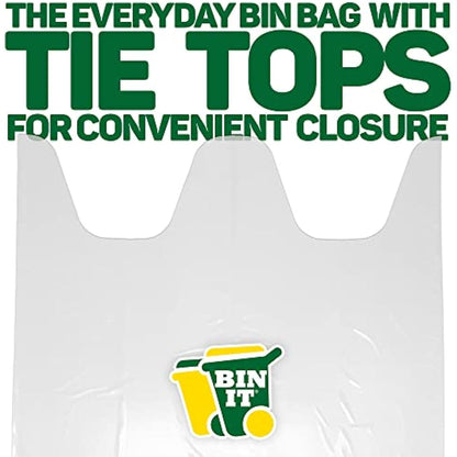 BIN IT 40 Clear Large 70L Strong & Secure, Tie Top, Recycling Sacks, Bin Bags, Bin Liners, Refuse Sacks, Recycled, Tear Resistant, 120 Gauge - 30 μm, Perfect for Everyday Use