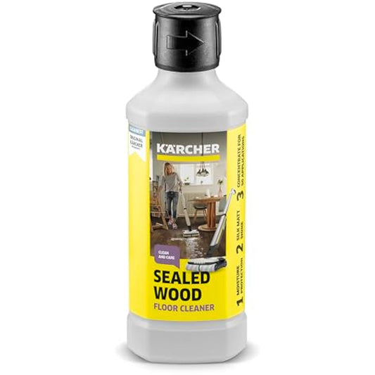 Kärcher floor cleaning and care RM 534 for sealed wooden floors, with effective moisture protection against swelling of the floor, 500ml concentrate makes 40l cleaning liquid when diluted.