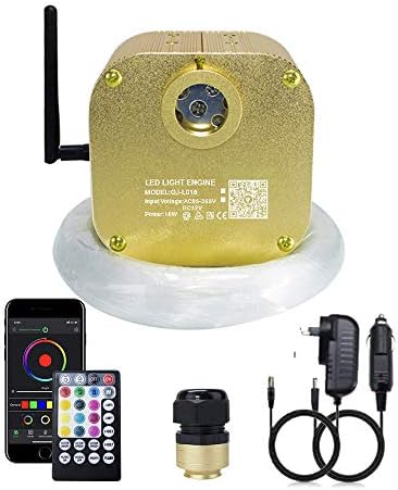 Kingmaled Car Home 16W Twinkle Music Activated App Fiber Optic Star Ceiling Light Kit, RGBW Light Engine+Remote+Mixed Fiber Cables 430pcs 9.8ft/3m (0.75+1+1.5mm)