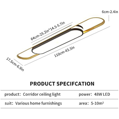 Oninio Modern Ceiling Light 110cm LED Linear Ceiling Lamp 48W Dimmable Ceiling Light with Remote Control for Kitchen Dining Room Cloakroom Hallway