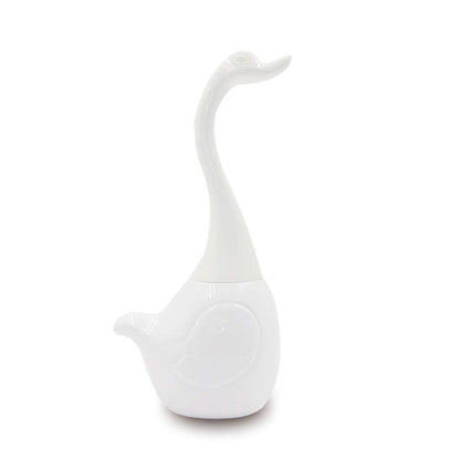 Toilet Brush and Holder, Bathroom Full Closed Toilet Brush Set Base long Plastic Handle Cleaning Brush Novelty Swan toilet brush (White)