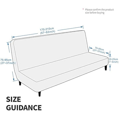 XINEAGE Velvet Futon Cover High Stretch Armless Couch Covers Spandex Fabric Sofa Bed Slipcover Anti Slip Furniture Protector with Elastic Bottom Machine Washable (Futon, White)