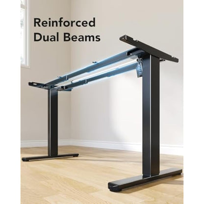 HUANUO Standing Desk Frame with Brushless Motor,100kg Weight Capacity Electric Standing Desk Legs, Height-Adjustable Desk Frame for 110 x 180 cm Desktops, Sit Stand Desk Frame Only