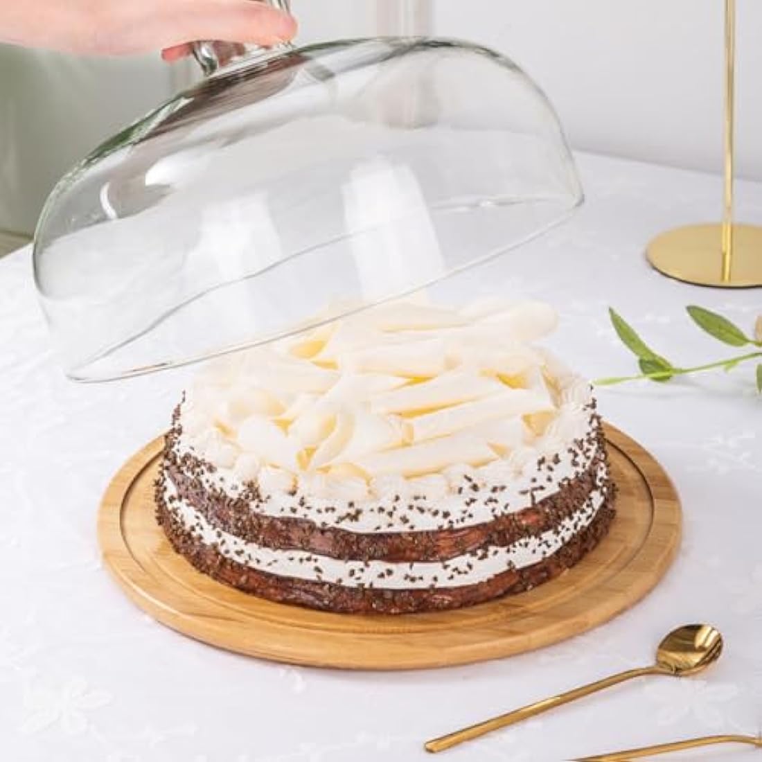 IMIKEYA Glass Cake Stand with Dome Lid Household Plate Pastry Plate Convenient Snack Tray Chocolate Cupcake Candy Display Dish for Birthday Wedding Party
