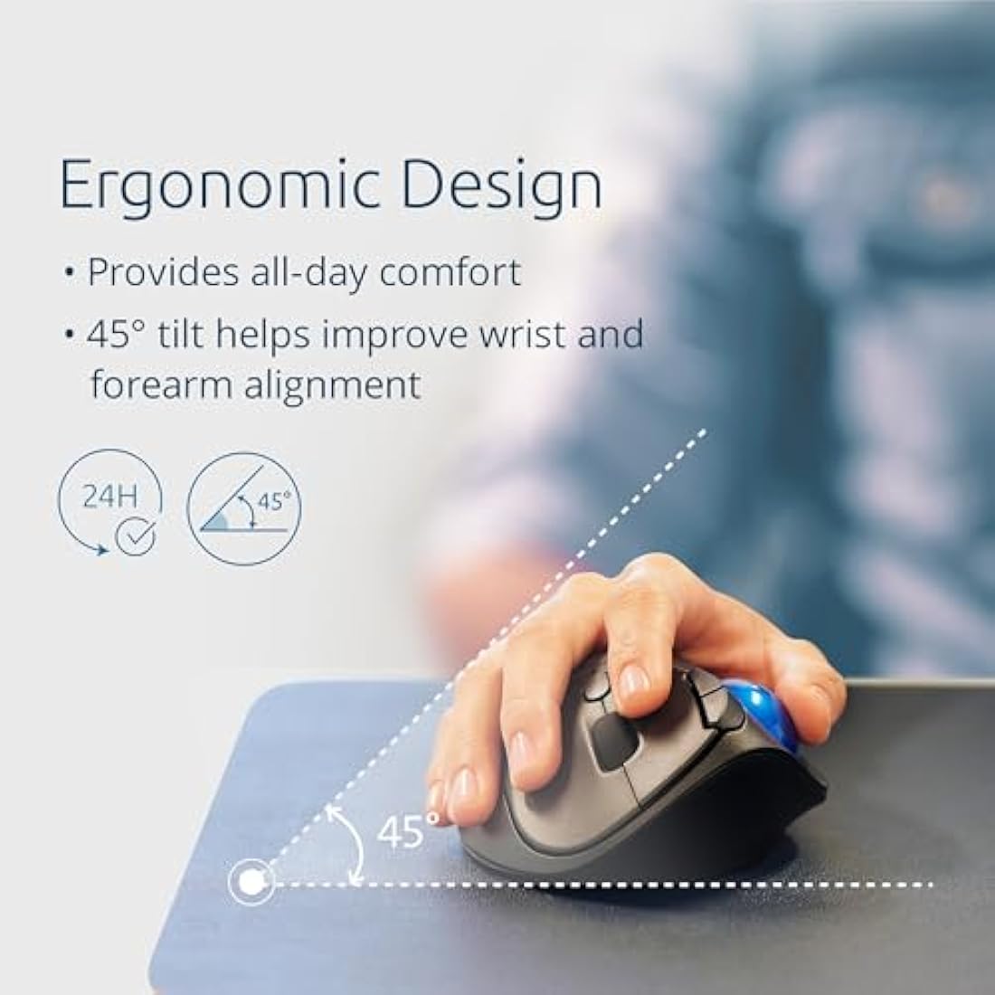 Kensington Pro Fit Ergo TB450 Bluetooth 2.4GHz with Dual Wireless Capability, Up to 18 months of Battery Life, Ergonomic 34mm Thumb Operated Trackball Mouse, Made from 50% Recycled plastic (K72194WW)