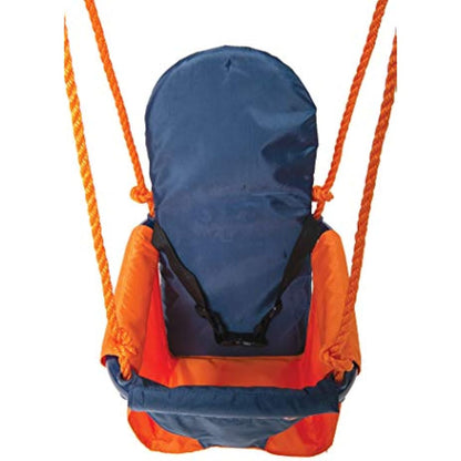 Hedstrom Folding Baby Swing Set | Age 6-36 Months | Outdoor Garden or Home Play Equipment Children | Adjustable Kids Playground | Toddler Toy Chair High Back, Blue/Orange