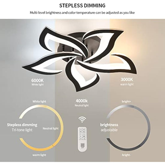 Riserva Dimmable LED Ceiling Light, 40W 4700LM Modern Acrylic Ceiling Lights with Remote Control, Creative Petals Design, Ceiling Lamp for Living Room, Bedroom, Dining Room, Φ60cm