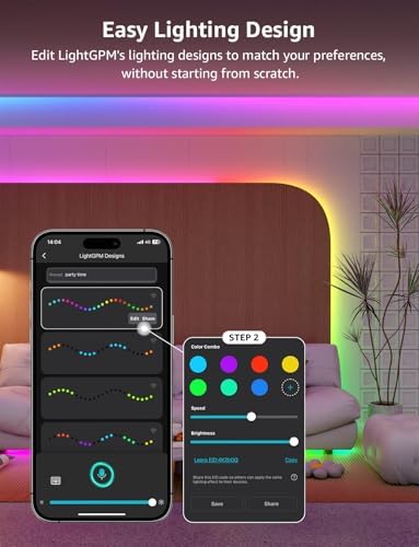Lepro S1 AI Smart Rainbow LED Strip Light 10M, 30 LEDs/M, Music Sync, Works with Alexa & Google Home, WiFi Bluetooth App Voice Control, AI Lighting Design Assistant, MagicColor LED Lights for Bedroom
